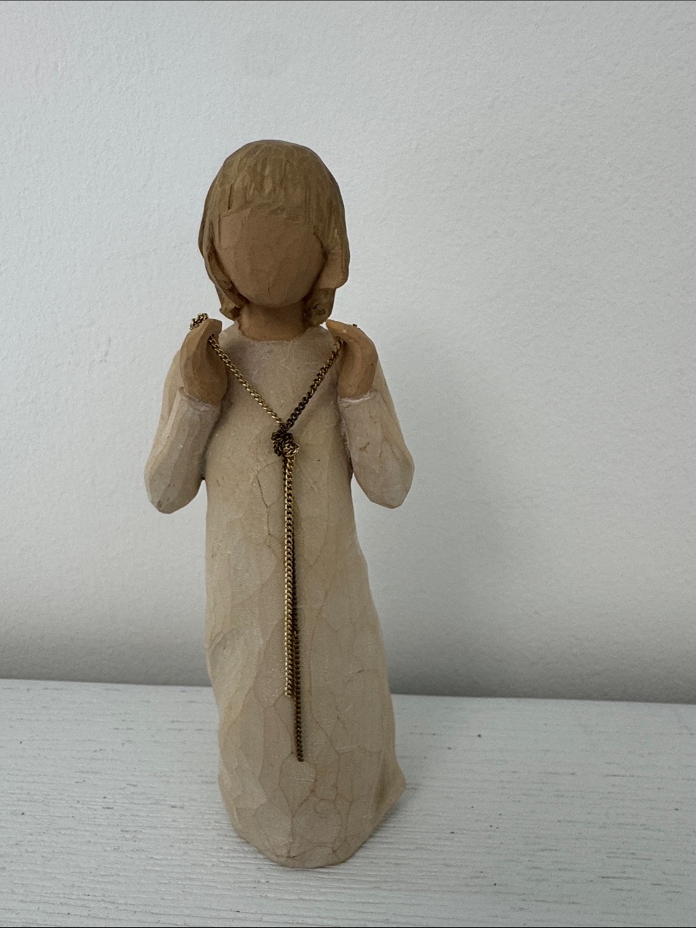 Willow Tree-Truly Golden -Inspired Beige Prayer Figurine with Gold Chain